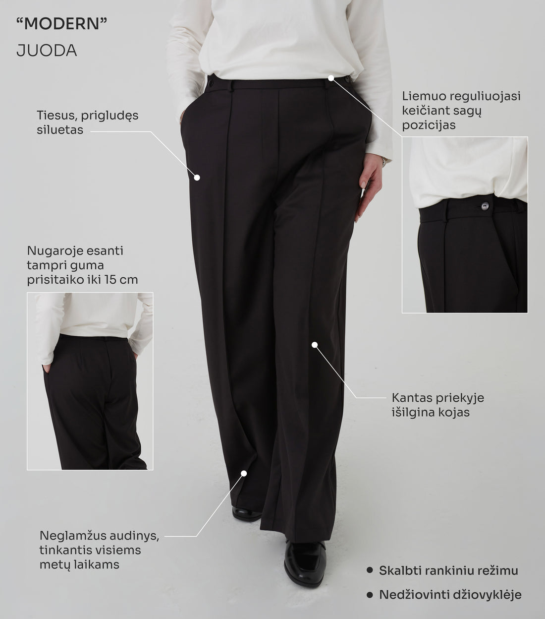 PLAČIOS KELNĖS "MODERN" JUODA