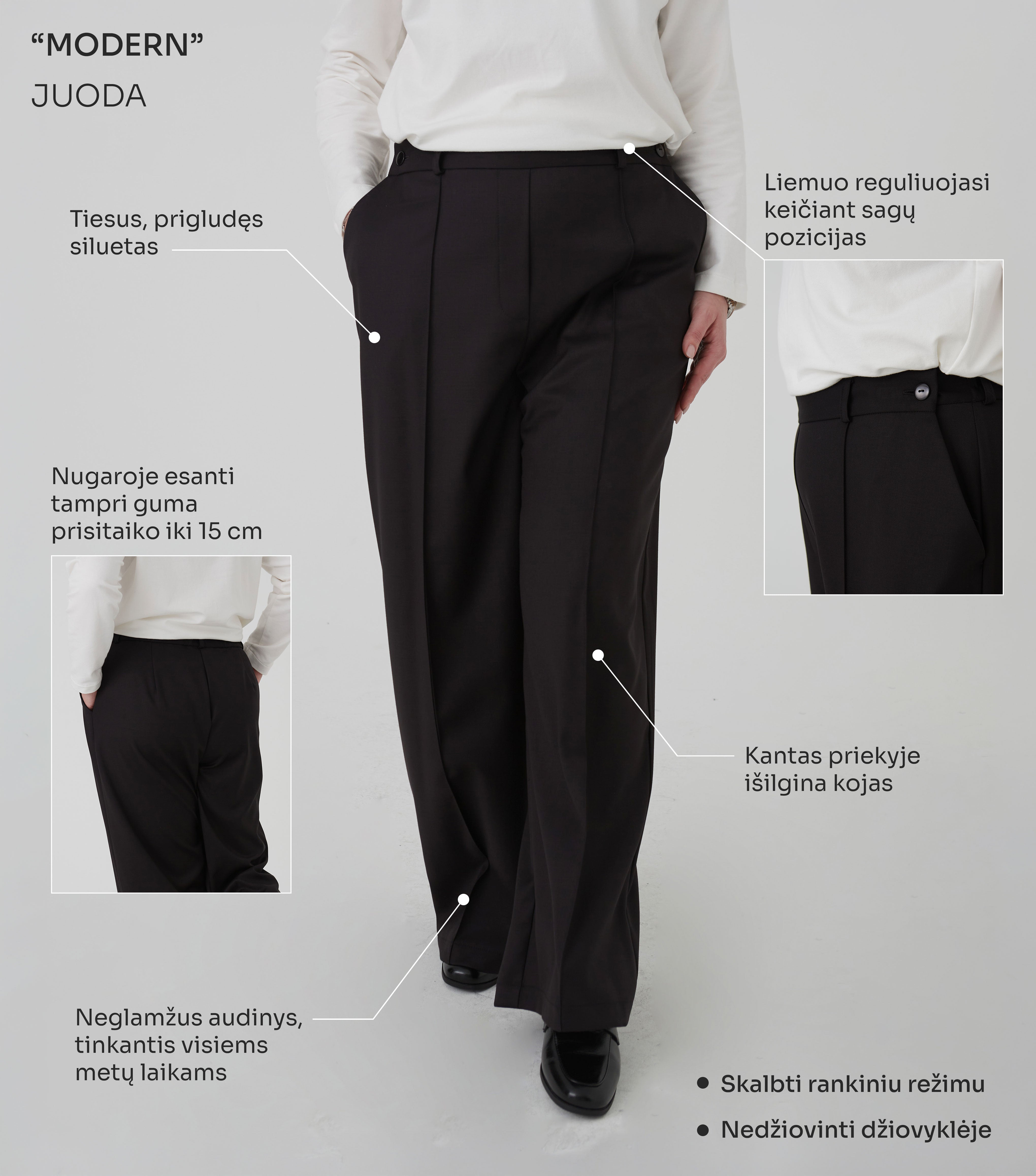 PLAČIOS KELNĖS "MODERN" JUODA