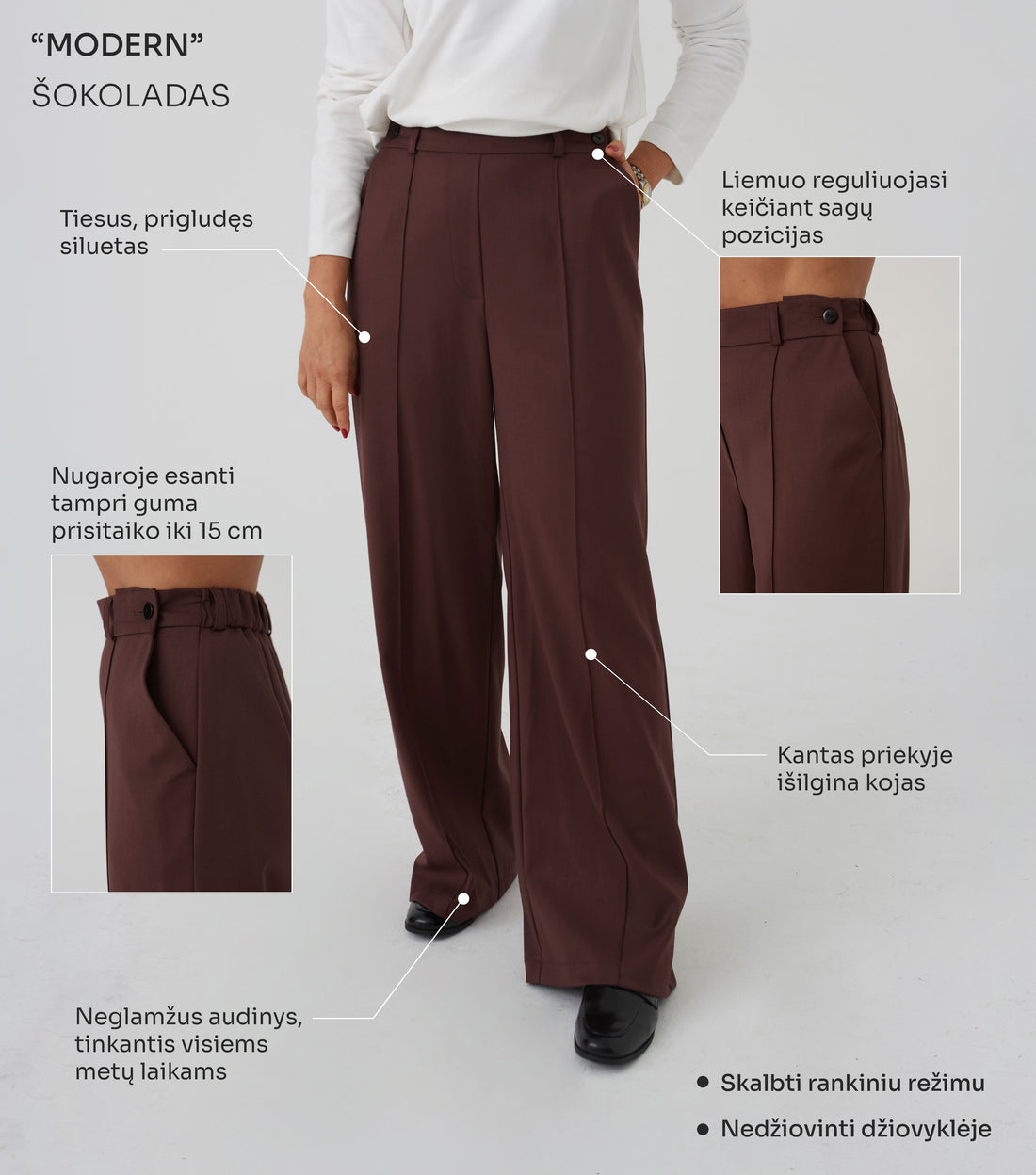 PLAČIOS KELNĖS "MODERN" ŠOKOLADAS