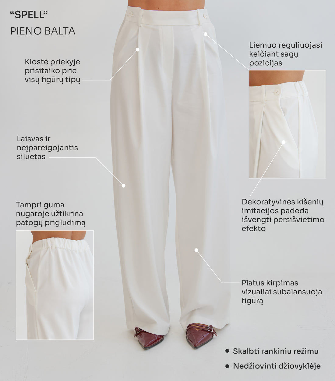 PLAČIOS KELNĖS "SPELL" BALTA