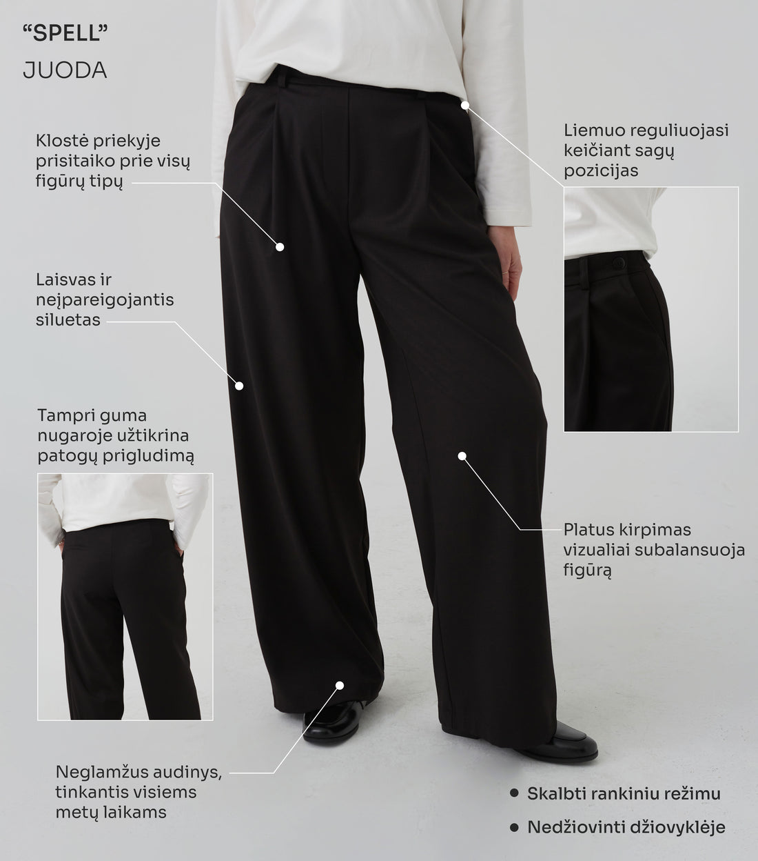 PLAČIOS KELNĖS "SPELL" JUODA