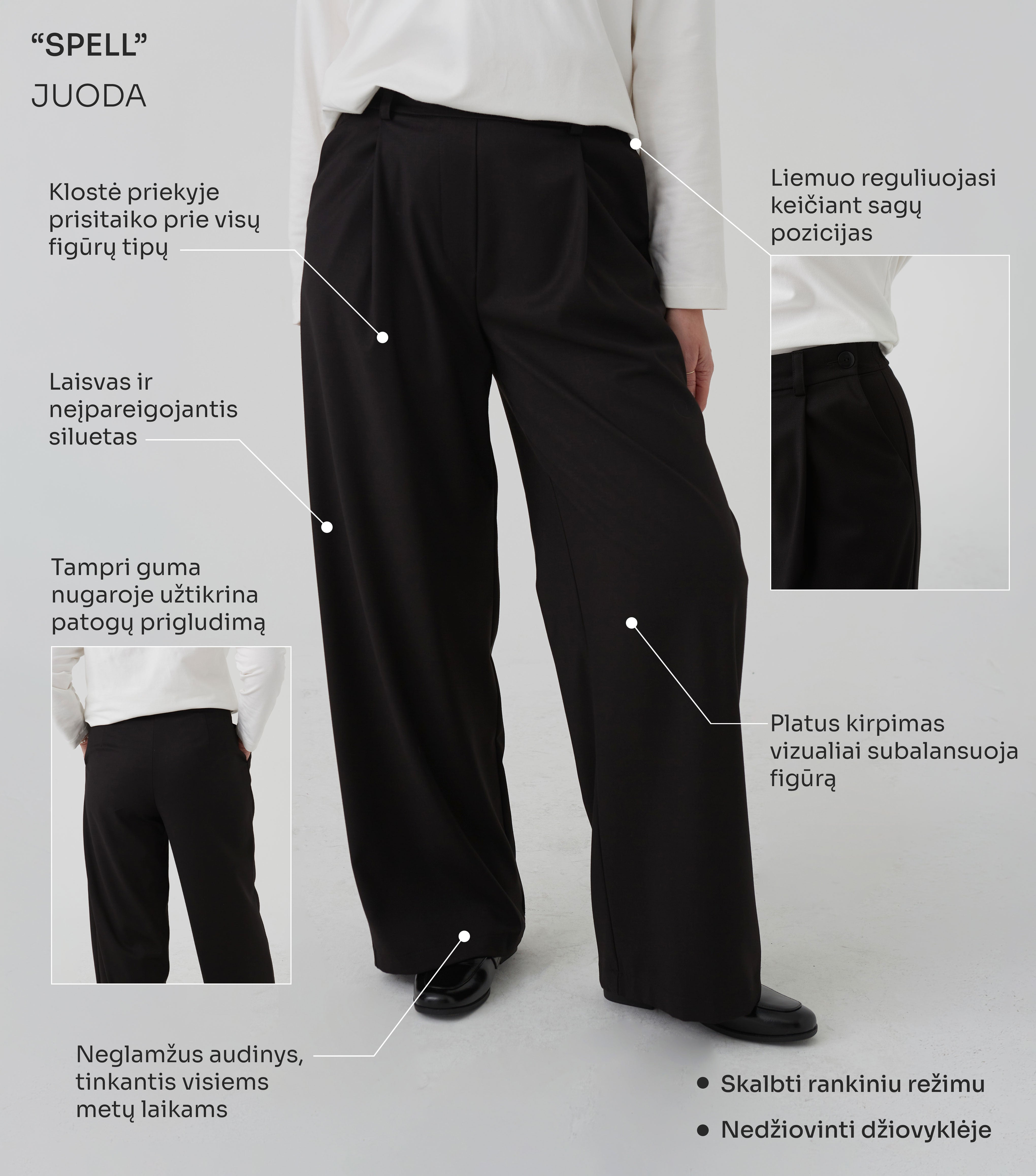 PLAČIOS KELNĖS "SPELL" JUODA